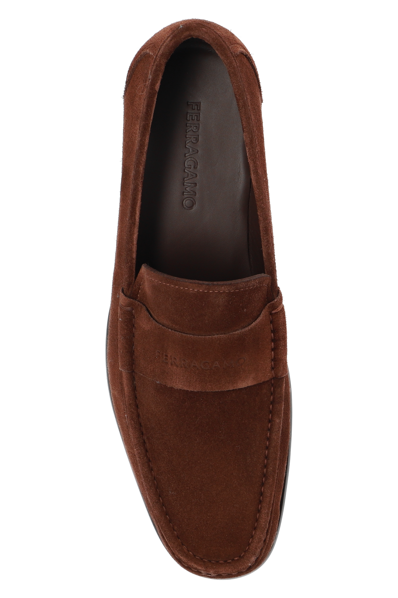 Ferragamo brown hotsell suede loafer